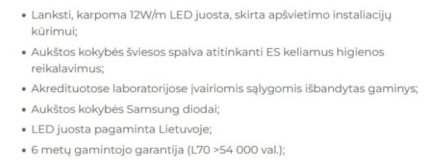 LED juosta 12,5W 24V 3000K 1m